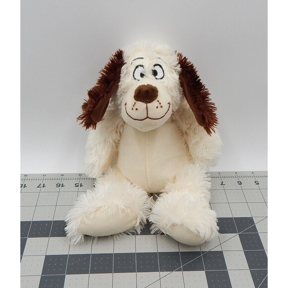 Toy Factory Sitting Dog Plush Stuffed White Brown Ears Embroidered Eyes 2011 - Picture 1 of 9